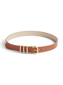 Pieces naisten vyö, PCLEA JEANS BELT Cognac W. Gold Buckl