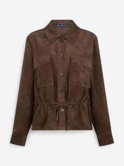 Red Button naisten paitatakki Drew Overblouse Finecord, tummanruskea