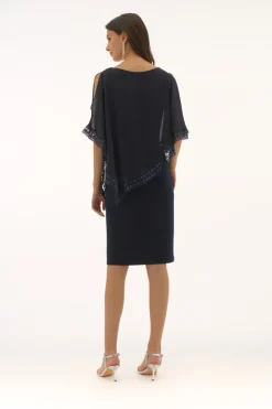 Ribkoff naisten mekko Silky Knit and Shiffon Poncho Dress, tummansininen