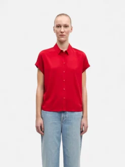 Samsoe and Samsoe, Naisten Lyhythihainen Kauluspaita, Majan Ss Shirt 9942 Punainen