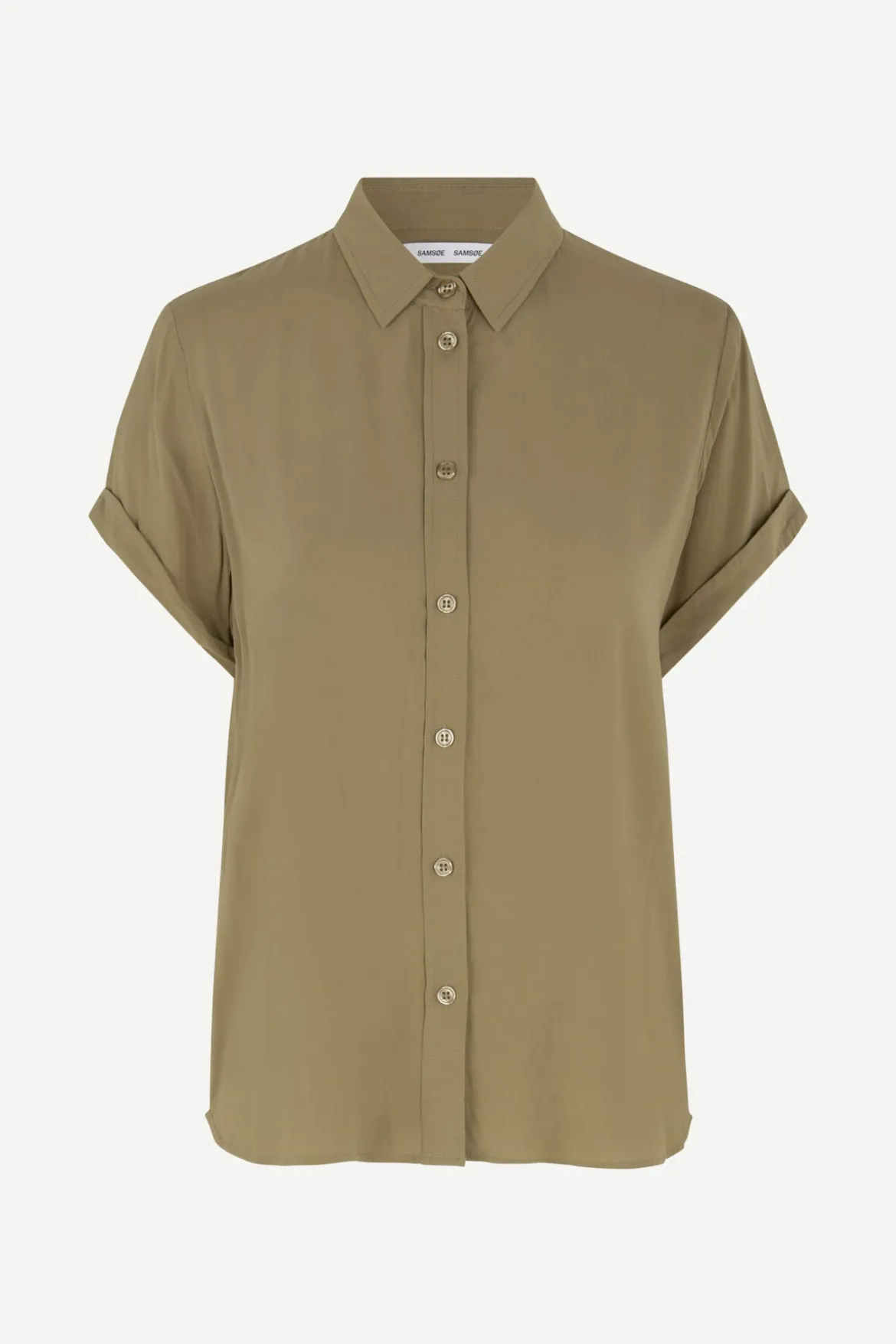 Samsoe and Samsoe, Naisten Lyhythihainen Kauluspaita, Majan Ss Shirt 9942 Khaki