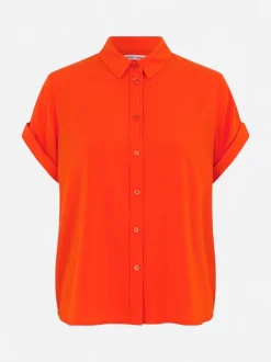Samsoe and Samsoe, Naisten Lyhythihainen Kauluspaita, Majan Ss Shirt 9942 Oranssi