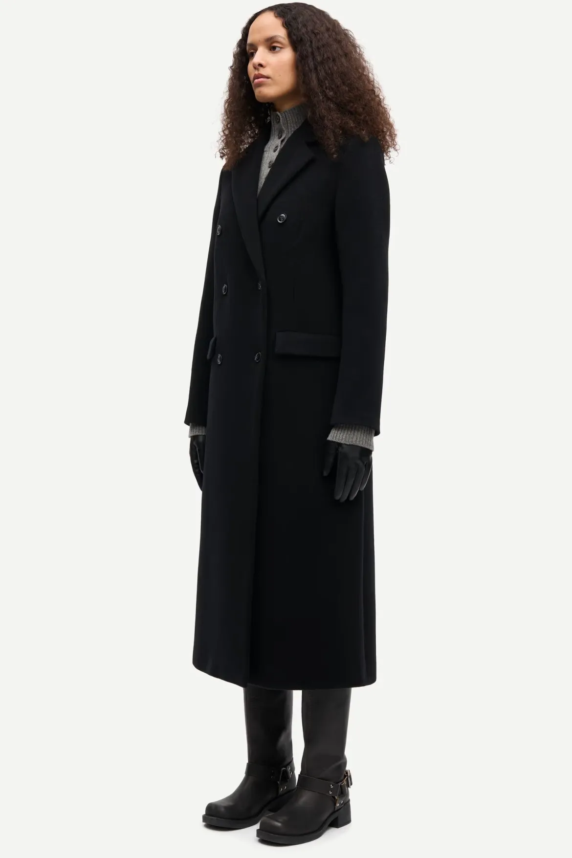 Samsoe Samsoe naisten villakangastakki Falcon Coat, musta