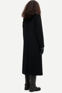 Samsoe Samsoe naisten villakangastakki Falcon Coat, musta