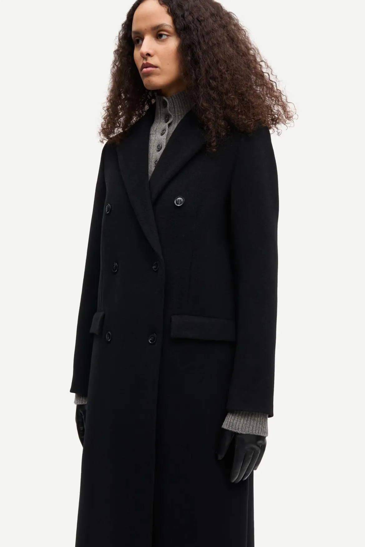 Samsoe Samsoe naisten villakangastakki Falcon Coat, musta
