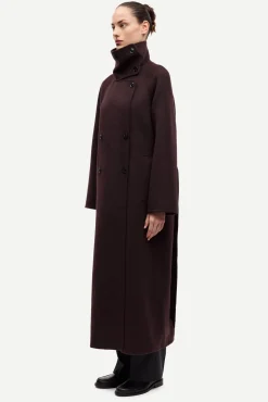 Samsoe Samsoe naisten villakangastakki Sahanne Coat, tummanruskea