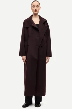 Samsoe Samsoe naisten villakangastakki Sahanne Coat, tummanruskea