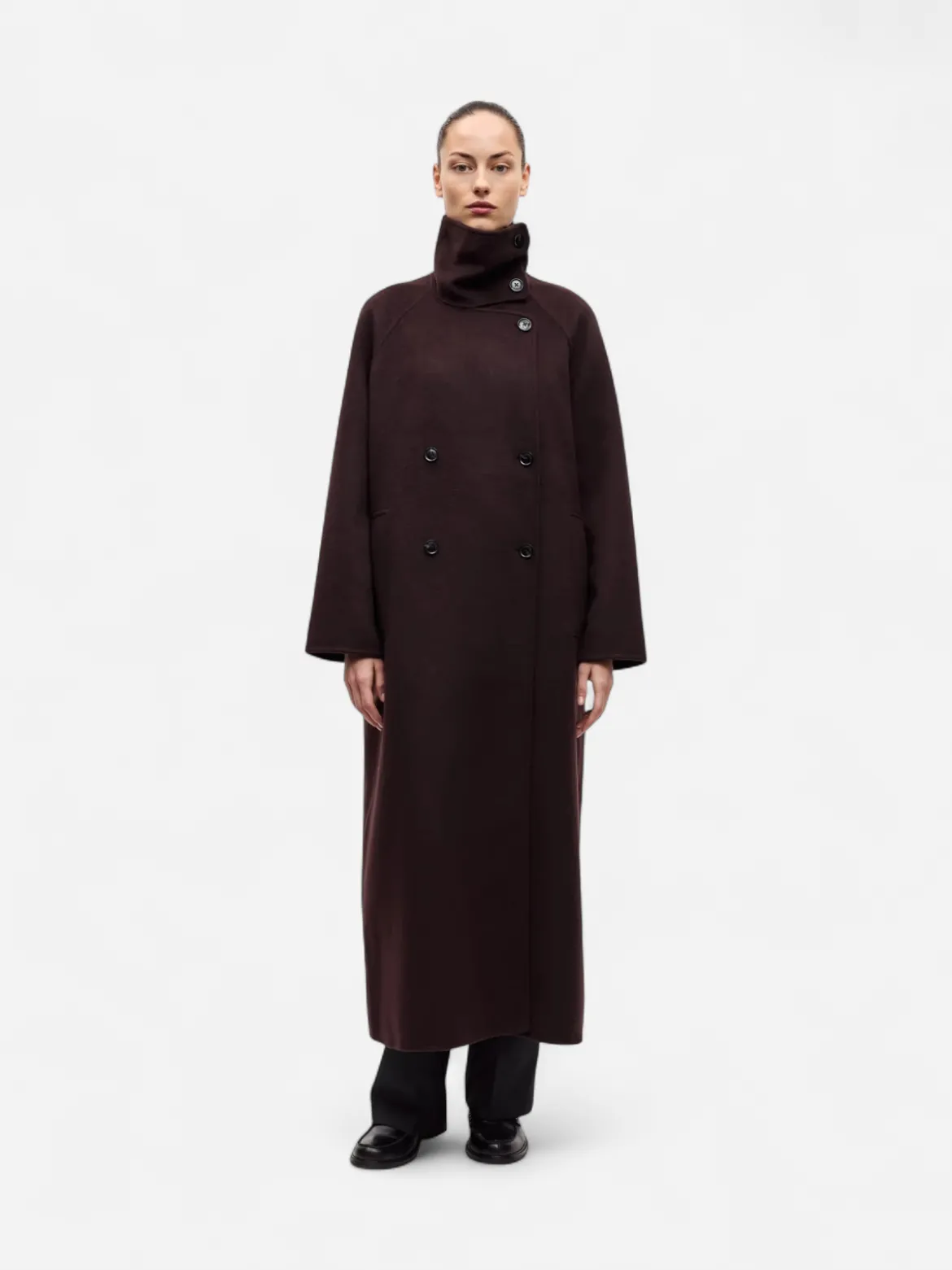 Samsoe Samsoe naisten villakangastakki Sahanne Coat, tummanruskea