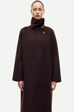 Samsoe Samsoe naisten villakangastakki Sahanne Coat, tummanruskea