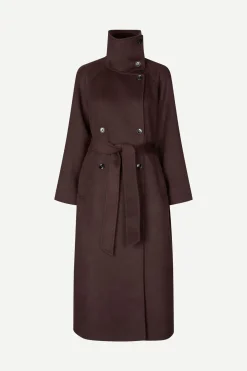 Samsoe Samsoe naisten villakangastakki Sahanne Coat, tummanruskea