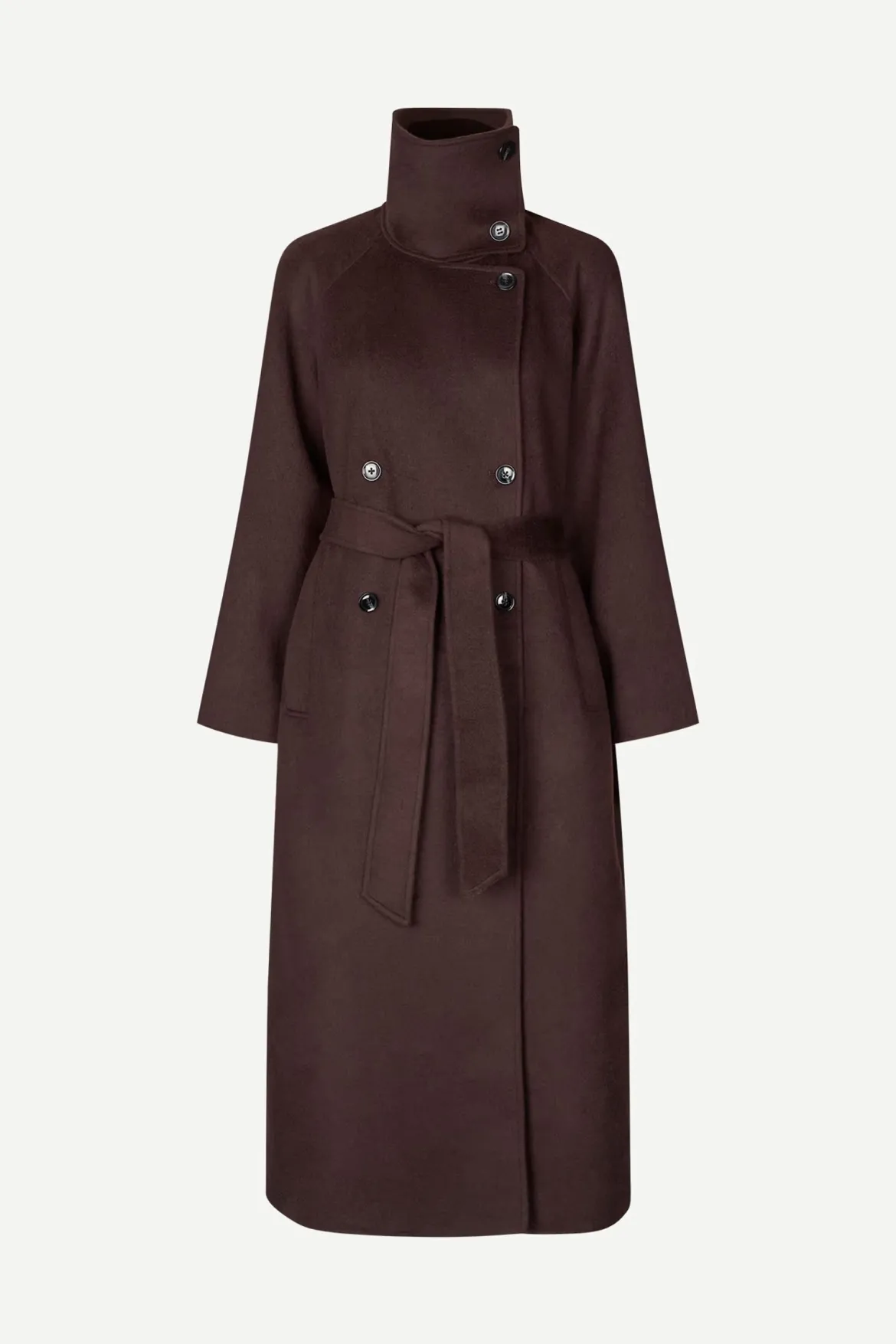 Samsoe Samsoe naisten villakangastakki Sahanne Coat, tummanruskea