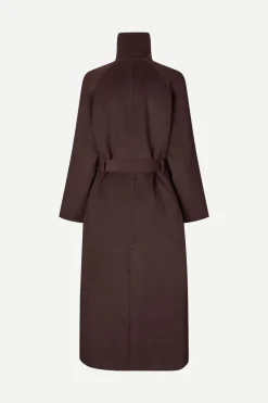 Samsoe Samsoe naisten villakangastakki Sahanne Coat, tummanruskea