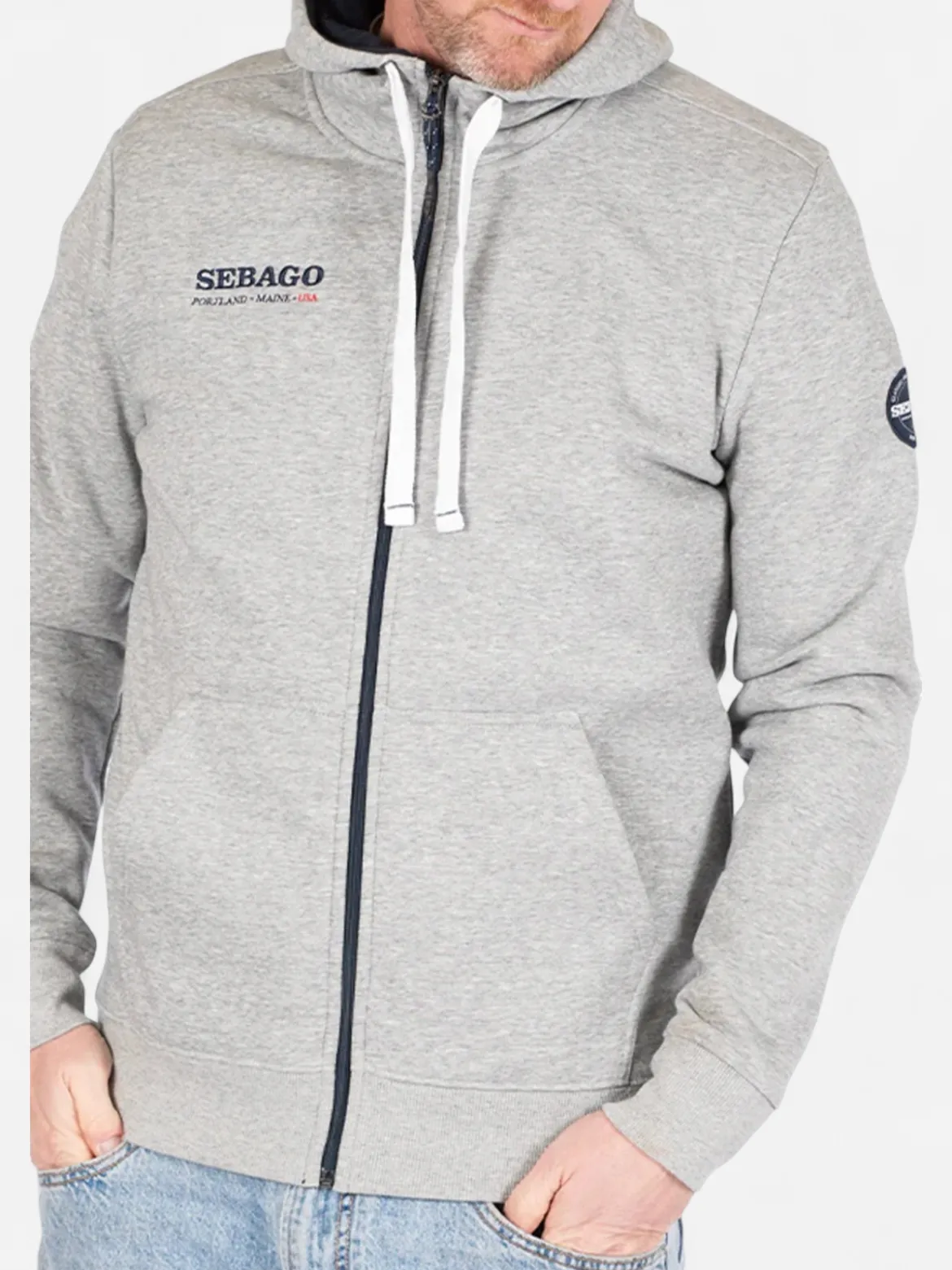 Sebago miesten huppari K Authentic Logo Zip Hood, vaaleanharmaa melee