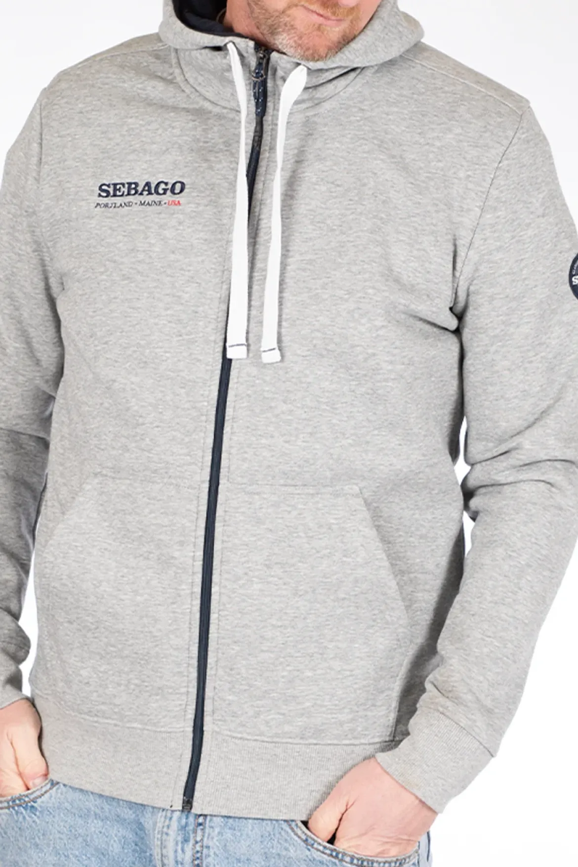 Sebago miesten huppari K Authentic Logo Zip Hood, vaaleanharmaa melee