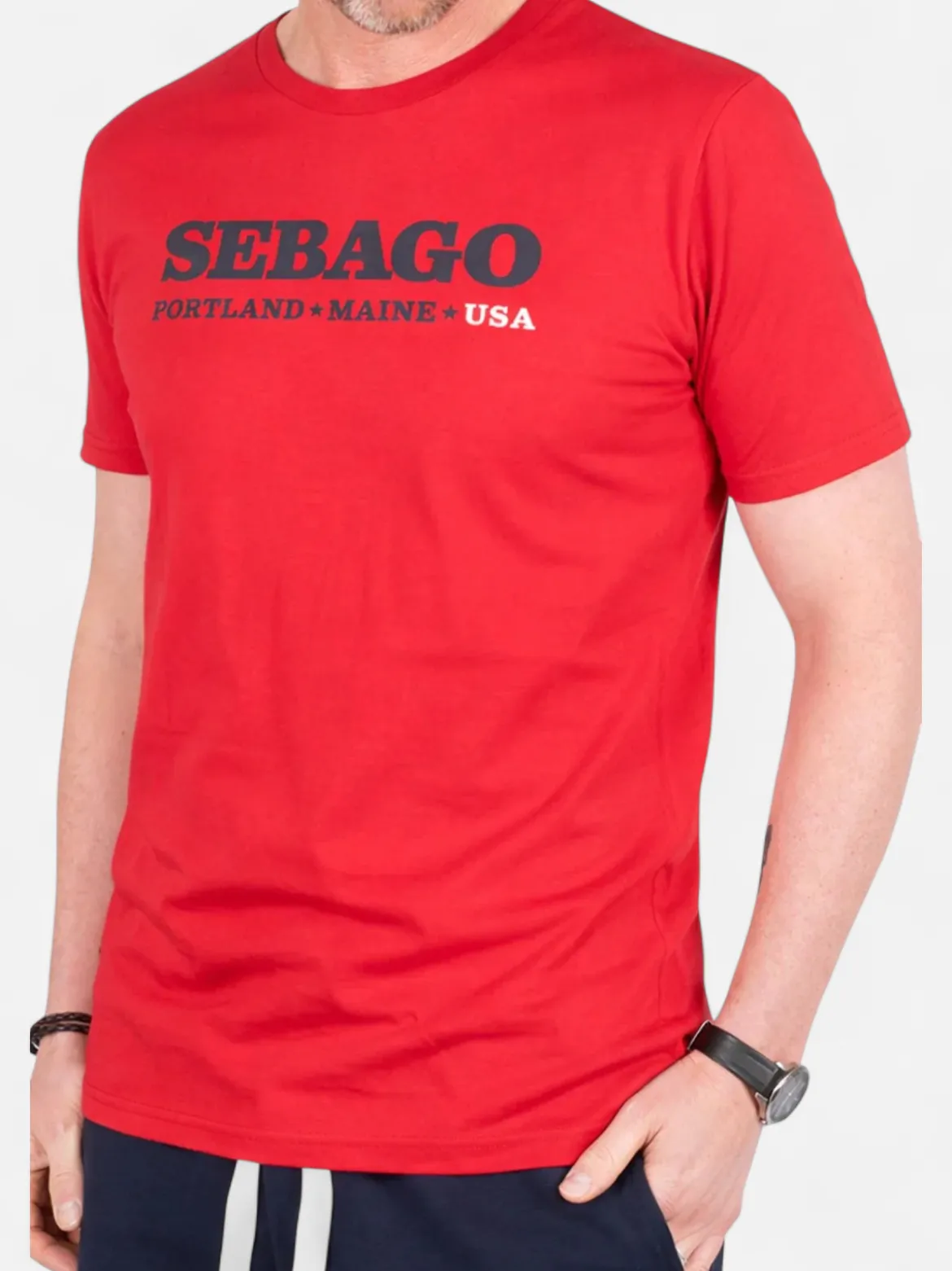 Sebago miesten T-paita Authentic Logo Tee, punainen
