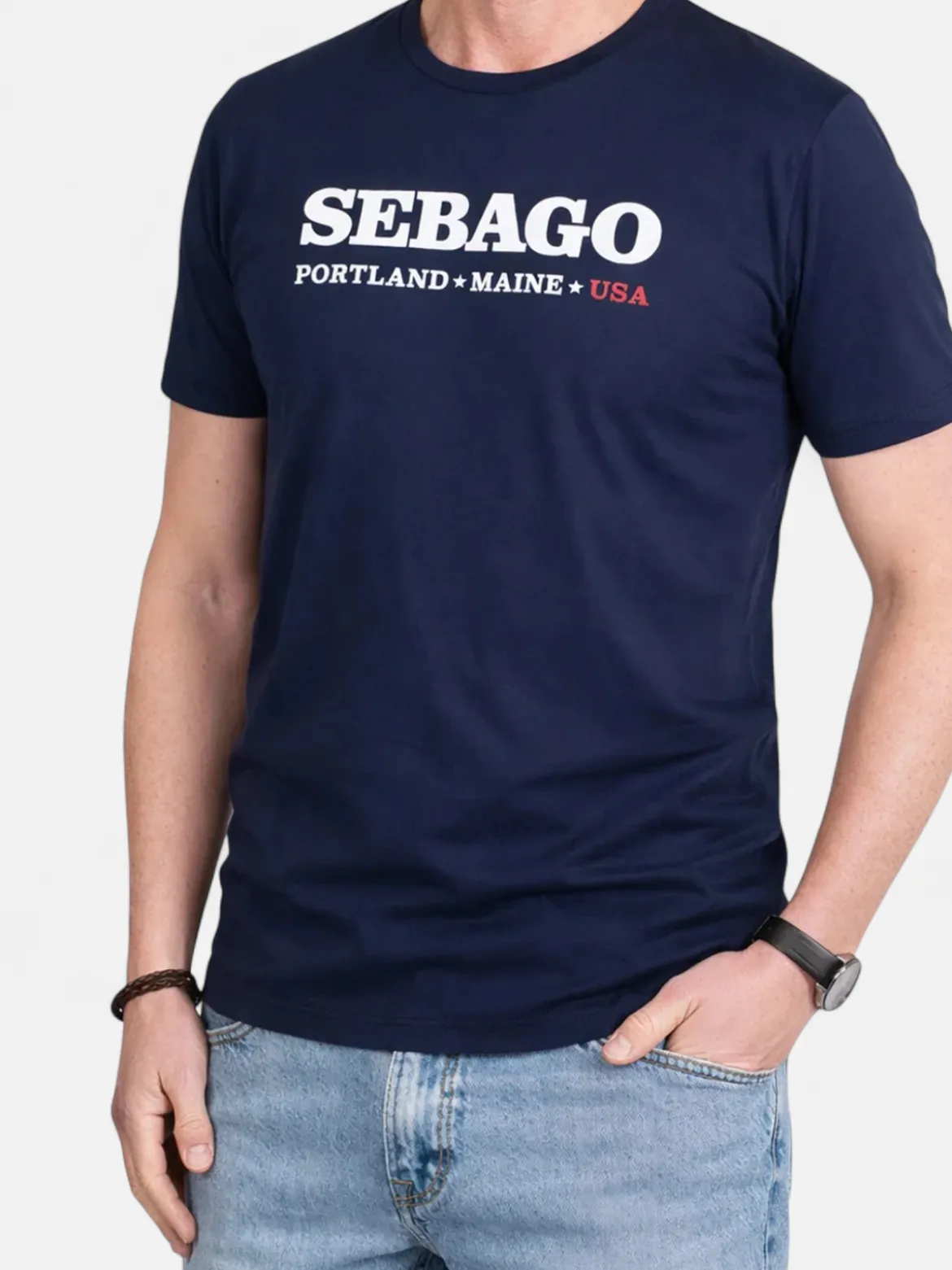 Sebago miesten T-paita Authentic Logo Tee, tummansininen