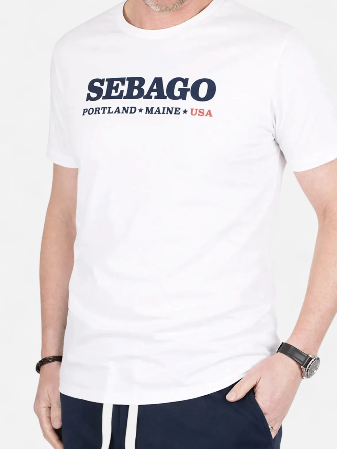 Sebago miesten T-paita Authentic Logo Tee, valkoinen