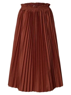 Selected Femme hame Slfsophia Hw Midi Plisse Skirt B, Cherry Mahogany
