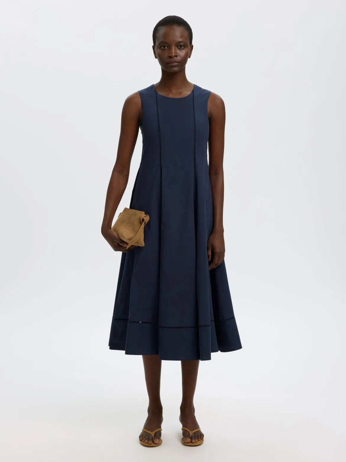 Selected Femme mekko Viscose Midi Dress, Dark Sapphire