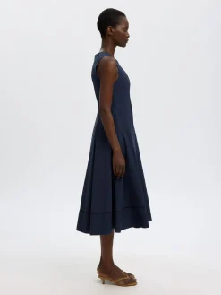 Selected Femme mekko Viscose Midi Dress, Dark Sapphire