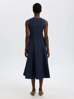 Selected Femme mekko Viscose Midi Dress, Dark Sapphire
