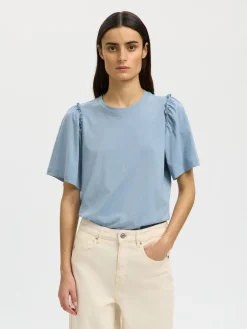 Selected Femme naiset T-paita Penelope, Dusty Blue