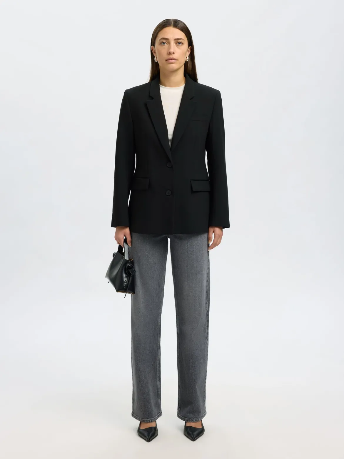 Selected Femme naisten bleiseri Classic Single-Breasted Blazer, musta