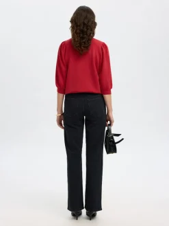 Selected Femme naisten collegepaita SLFTENNY 3/4 SWEAT TOP NOOS, Equestrian Red