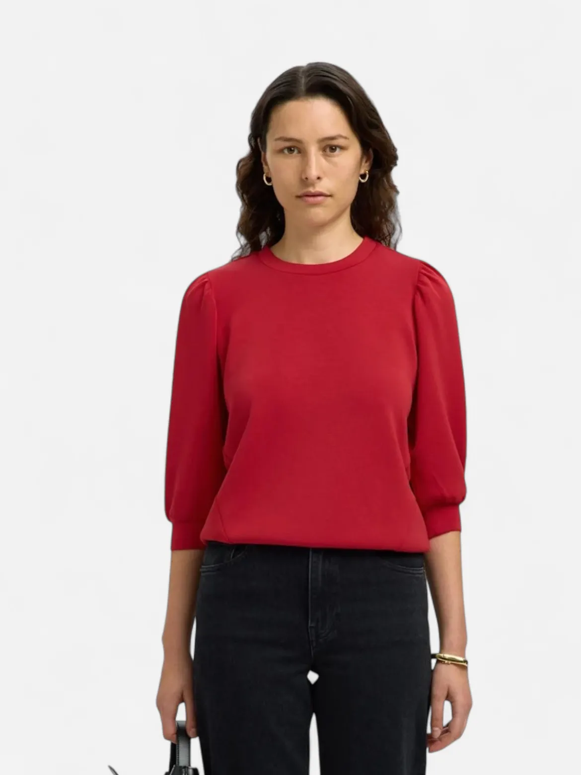 Selected Femme naisten collegepaita SLFTENNY 3/4 SWEAT TOP NOOS, Equestrian Red