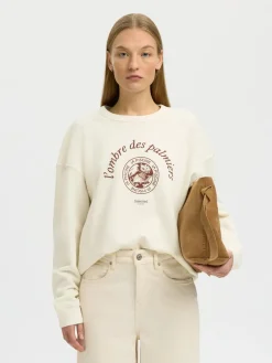 Selected Femme naisten collegepaita Slfelisa LS Sweat, Egret Potters Clay