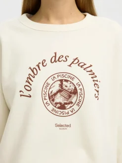Selected Femme naisten collegepaita Slfelisa LS Sweat, Egret Potters Clay