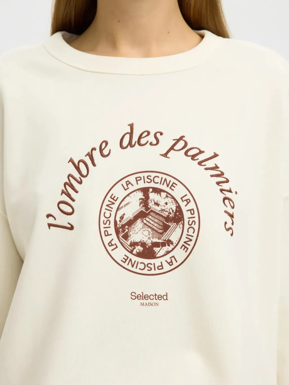 Selected Femme naisten collegepaita Slfelisa LS Sweat, Egret Potters Clay
