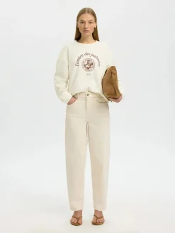 Selected Femme naisten collegepaita Slfelisa LS Sweat, Egret Potters Clay