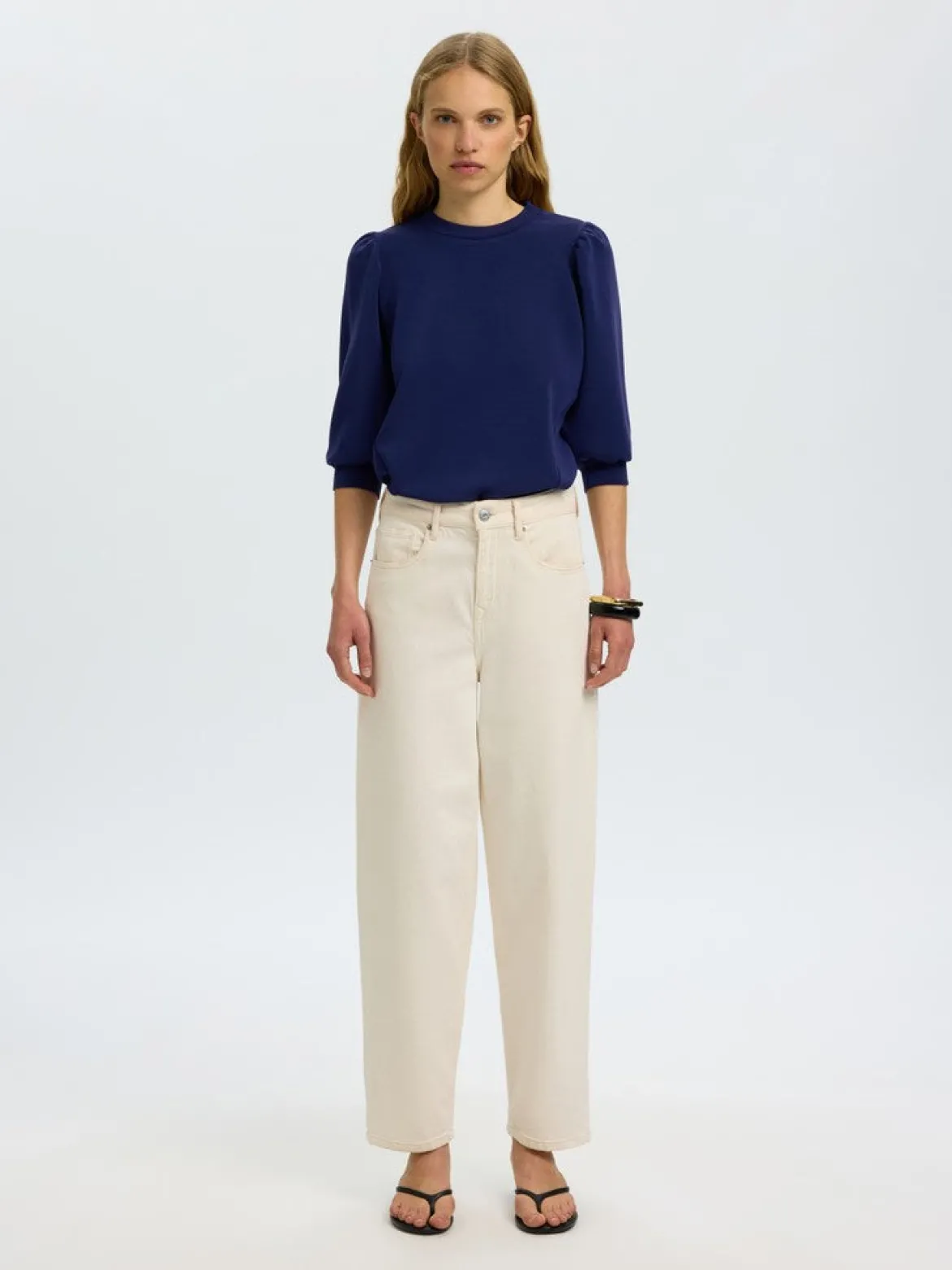 Selected Femme naisten collegepaita Tenny 3/4 Sweat Top, Ocean Cavern