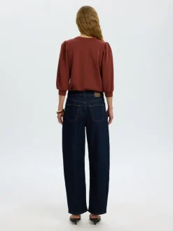 Selected Femme naisten collegepaita Tenny 3/4 Sweat Top, Cherry Mahogany