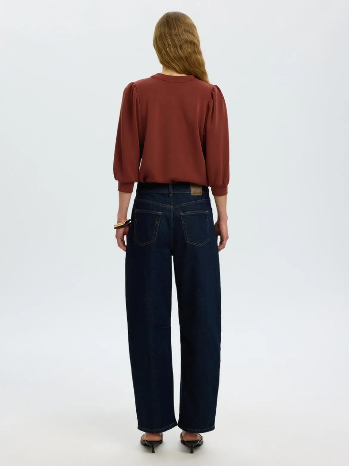 Selected Femme naisten collegepaita Tenny 3/4 Sweat Top, Cherry Mahogany