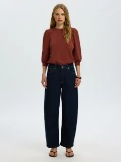 Selected Femme naisten collegepaita Tenny 3/4 Sweat Top, Cherry Mahogany