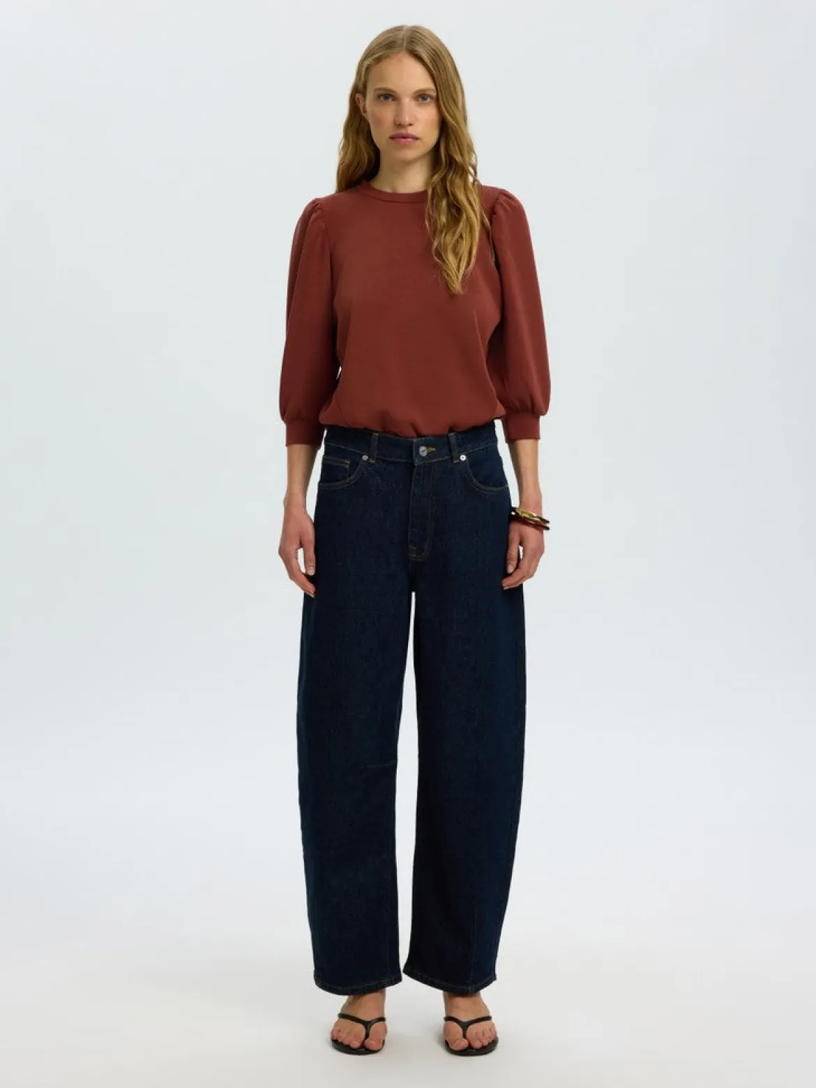 Selected Femme naisten collegepaita Tenny 3/4 Sweat Top, Cherry Mahogany