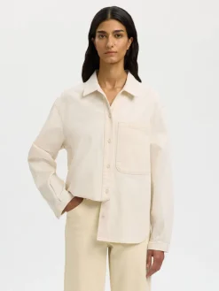 Selected Femme naisten farkkupaita SLFRELAXED Ebba Denim Shirt, egret