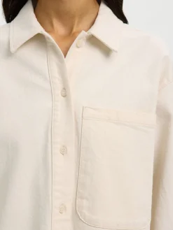 Selected Femme naisten farkkupaita SLFRELAXED Ebba Denim Shirt, egret