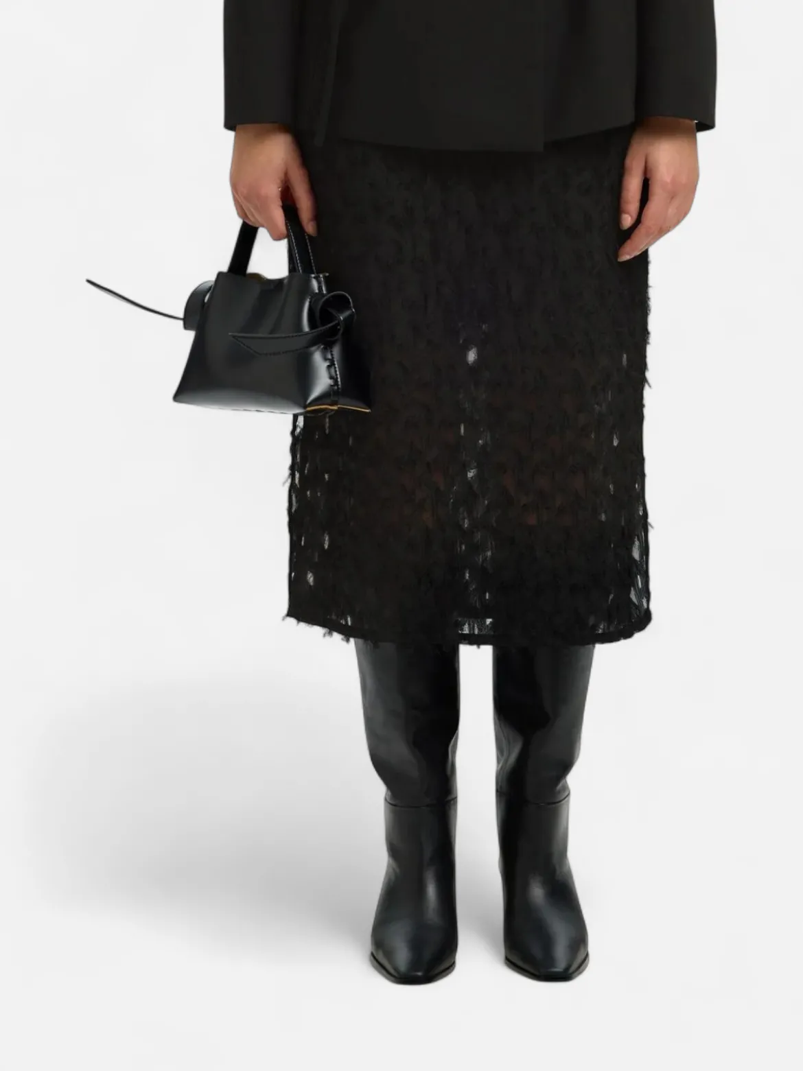 Selected Femme naisten hame, SLFMARION HW MIDI SKIRT B Black