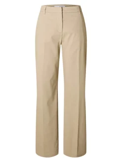 Selected Femme naisten housut, SLFVERA-RITA MW WIDE PANT Vaalea Beige