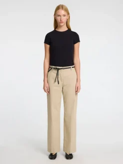 Selected Femme naisten housut, SLFVERA-RITA MW WIDE PANT Vaalea Beige