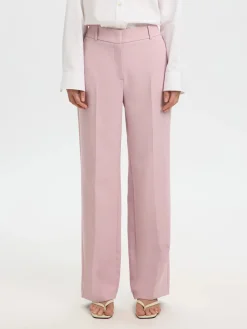 Selected Femme naisten housut AD-SLFRITA MW Wide Pant Mel, vaaleanpunainen