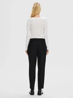 Selected Femme Naisten Housut, SLFRITA-RIA MW CROPPED PANT NOOS Black