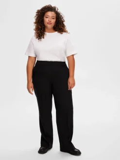 Selected Femme naisten housut SLWRITA MW Wide Pant, musta
