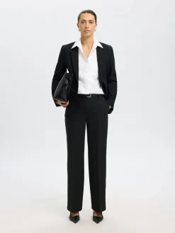 Selected Femme naisten housut SLWRITA MW Wide Pant, musta