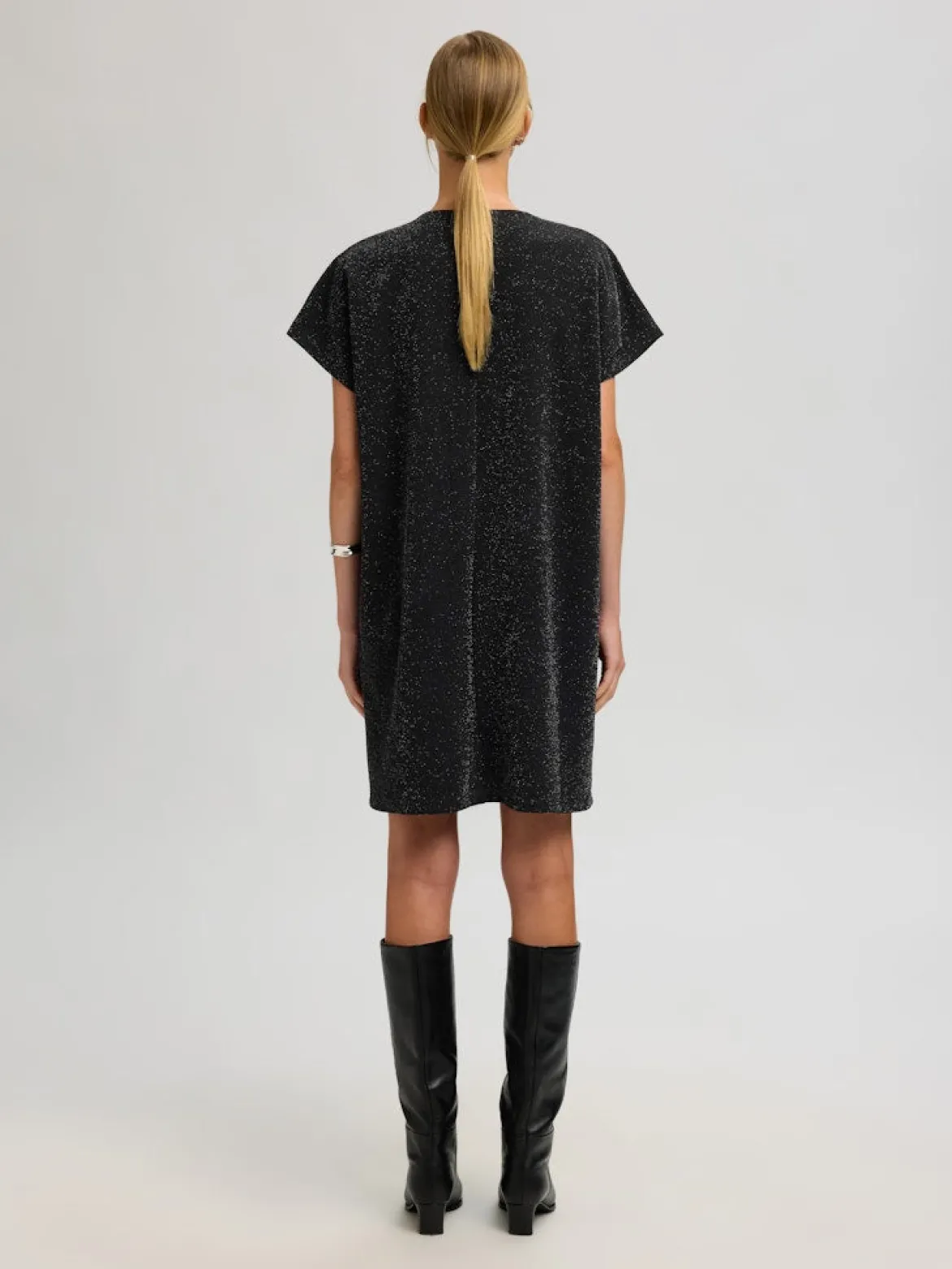 Selected Femme Naisten juhlamekko Oversized Sandra SS, Black/Silver