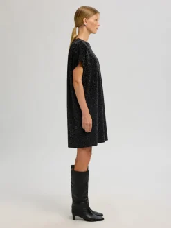 Selected Femme Naisten juhlamekko Oversized Sandra SS, Black/Silver