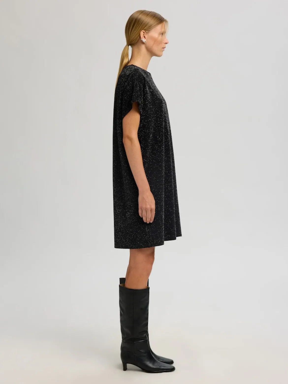 Selected Femme Naisten juhlamekko Oversized Sandra SS, Black/Silver